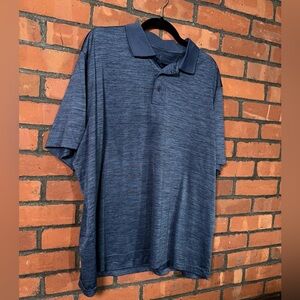 Men's Blue Heathered Short Sleeve Polo Shirt XXL